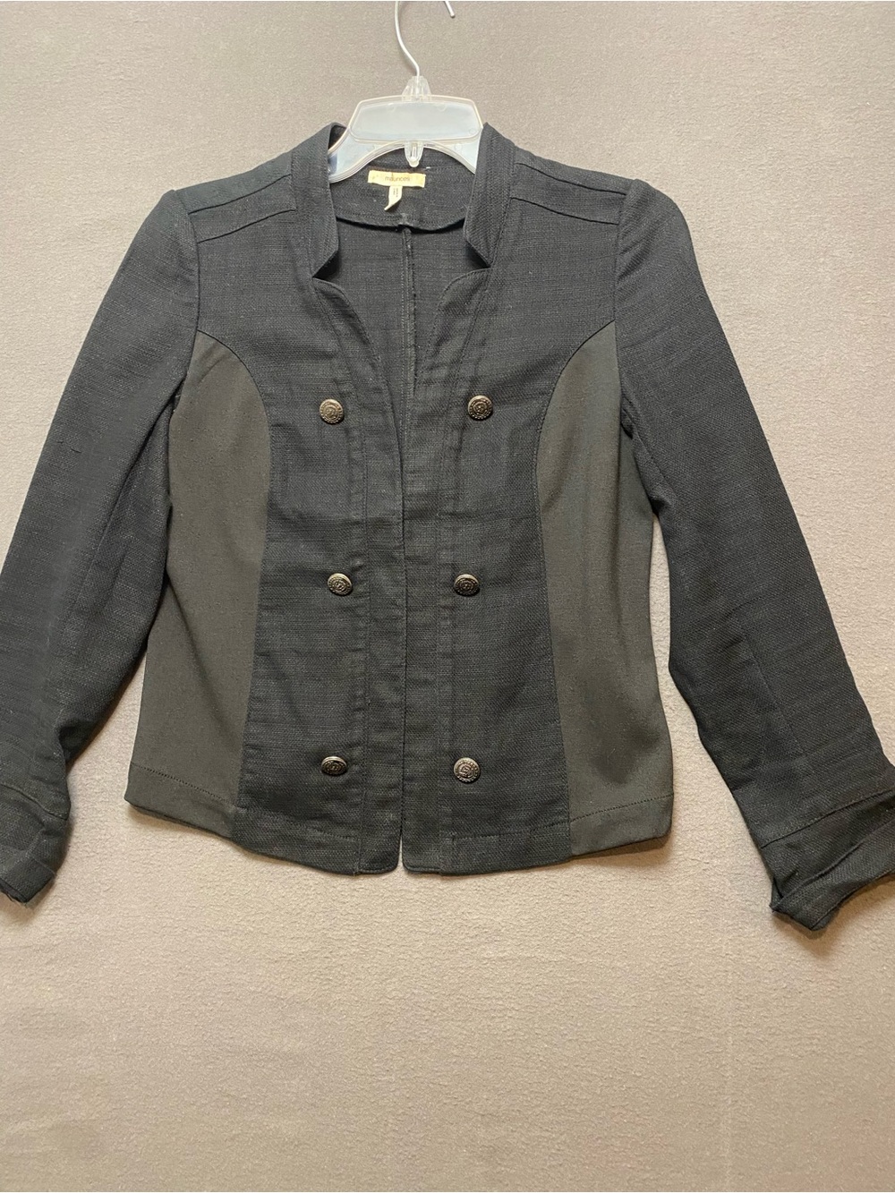 Maurice’s Women's Black Contrast-Panel Collarless Blazer Size XS